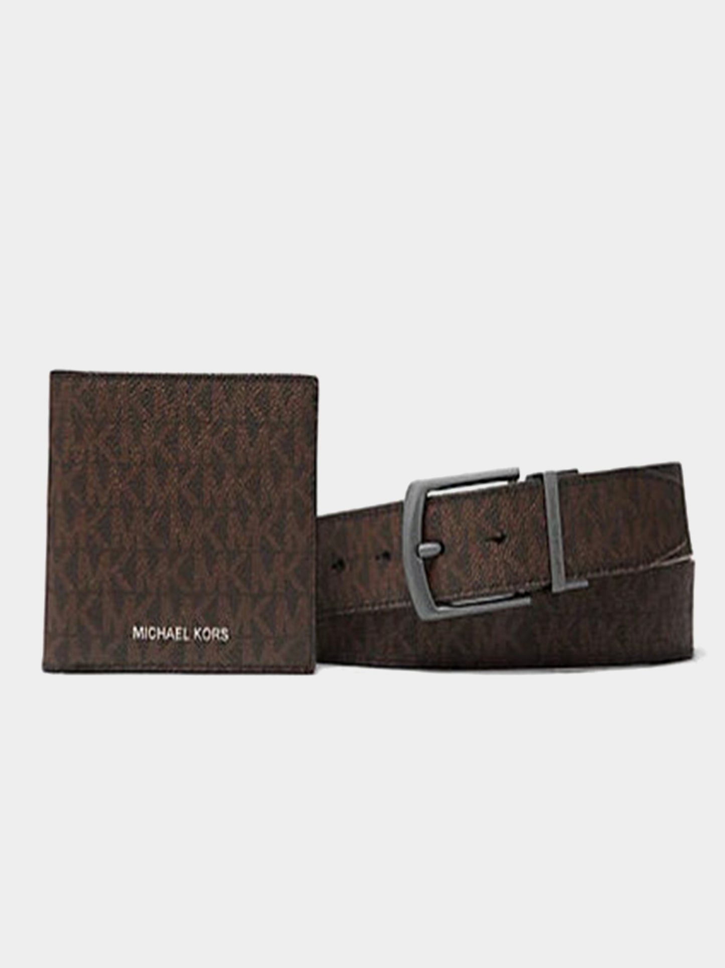 Michael Kors Signature Logo Billfold Wallet and Belt Gift Set