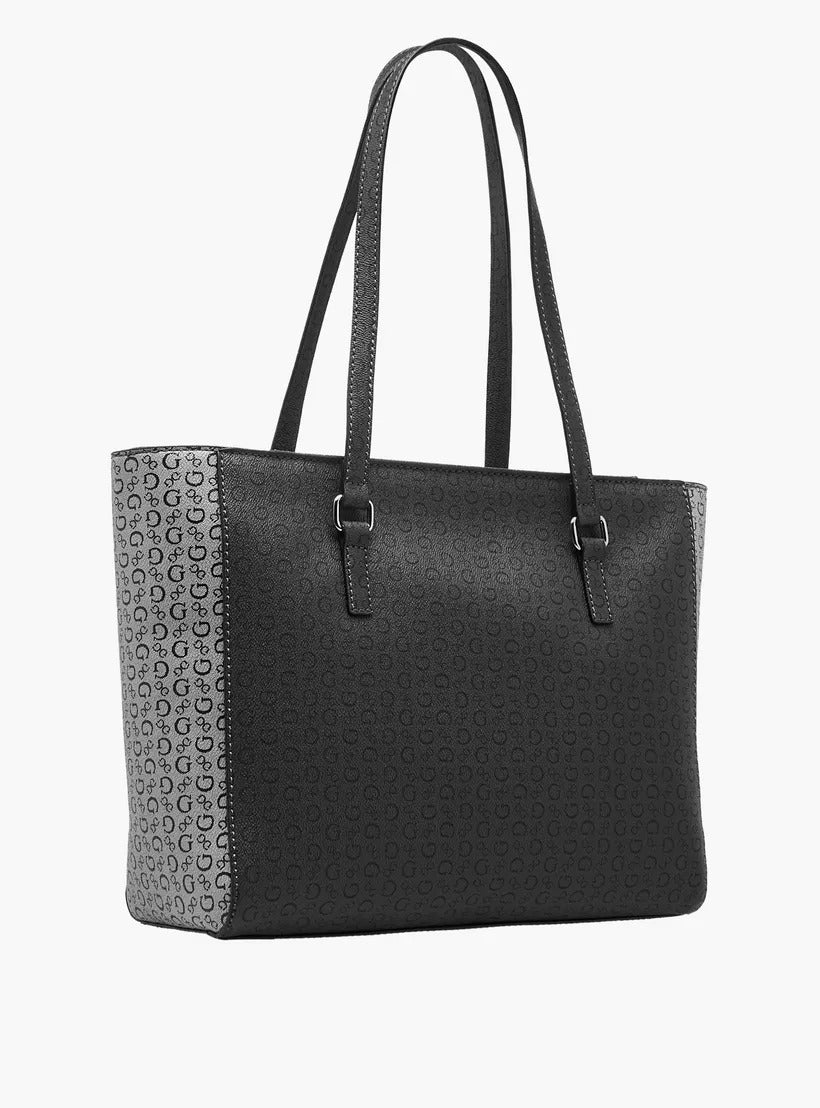 Guess Berkton Monogram Print Tote Bag with Double Handles and Wallet
