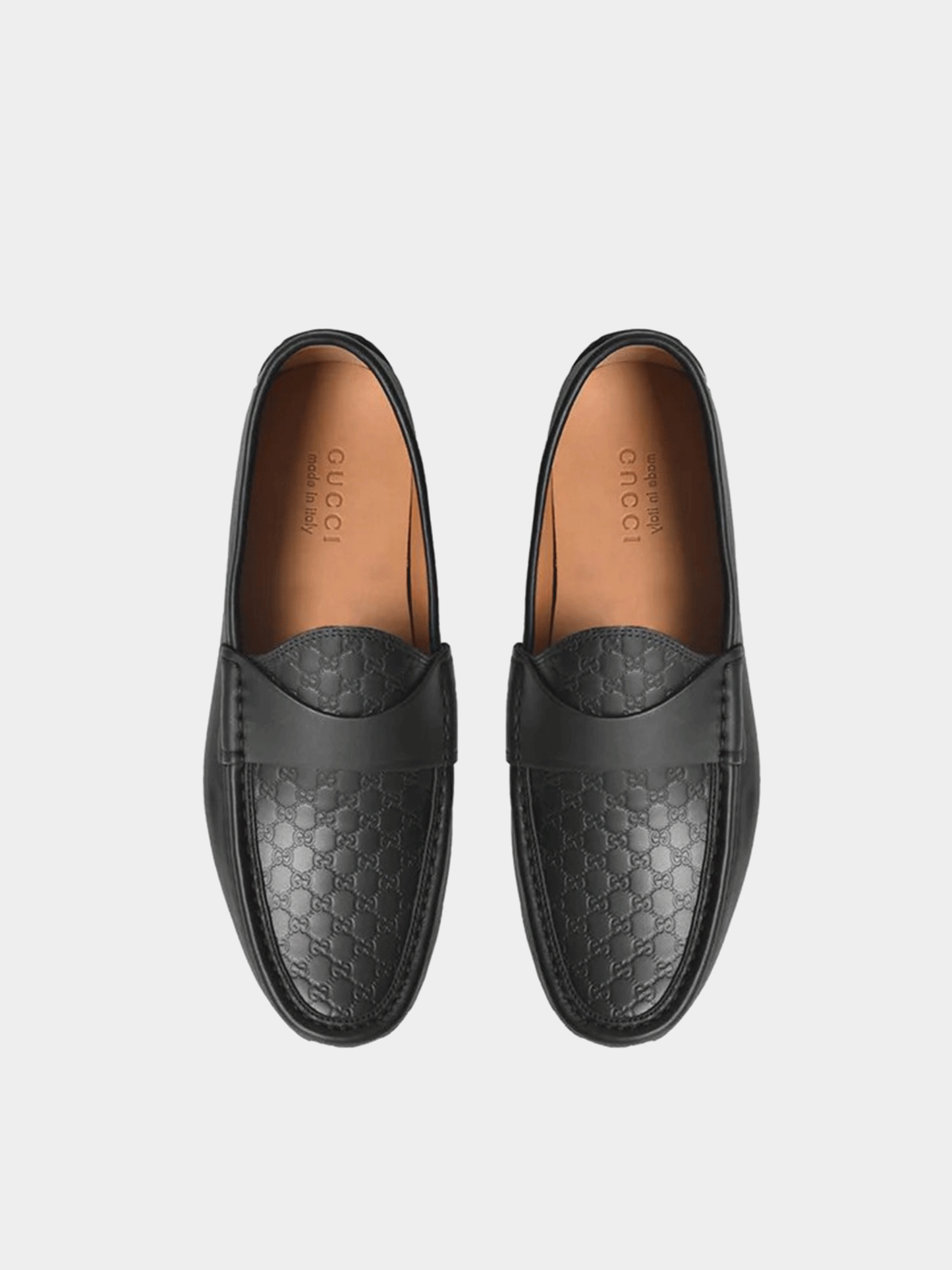 Gucci Mocca Logo Monogram Loafers - Black