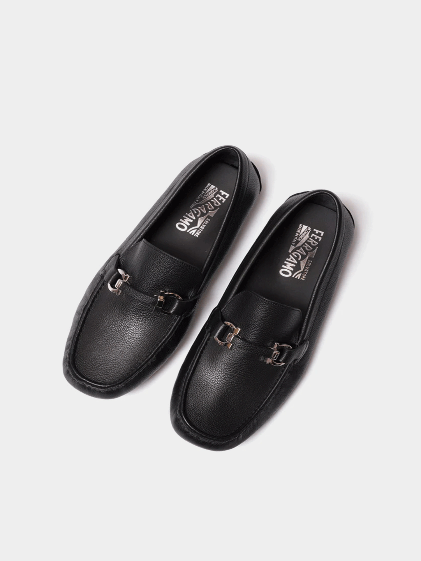 Salvatore Ferragamo Salamanca Nero Pebble Calf Loafers - Black
