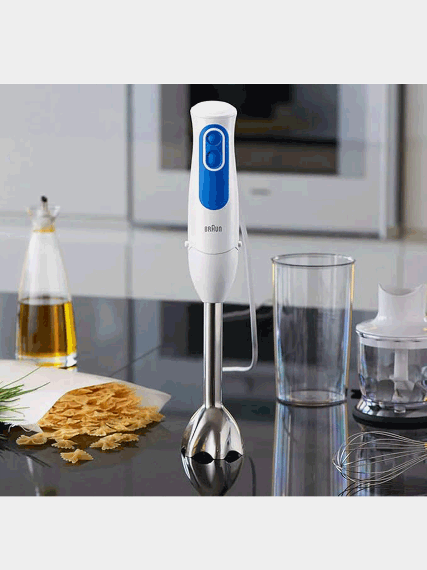 Braun Hand Blender MultiQuick 3 700W with 600ml BPA-free Beaker, 500ml Chopper, Whisk, Dual Speed, SplashControl & PowerBell Plus Technology MQ 3035 Sauce White"Min 1 year manufacturer warranty"