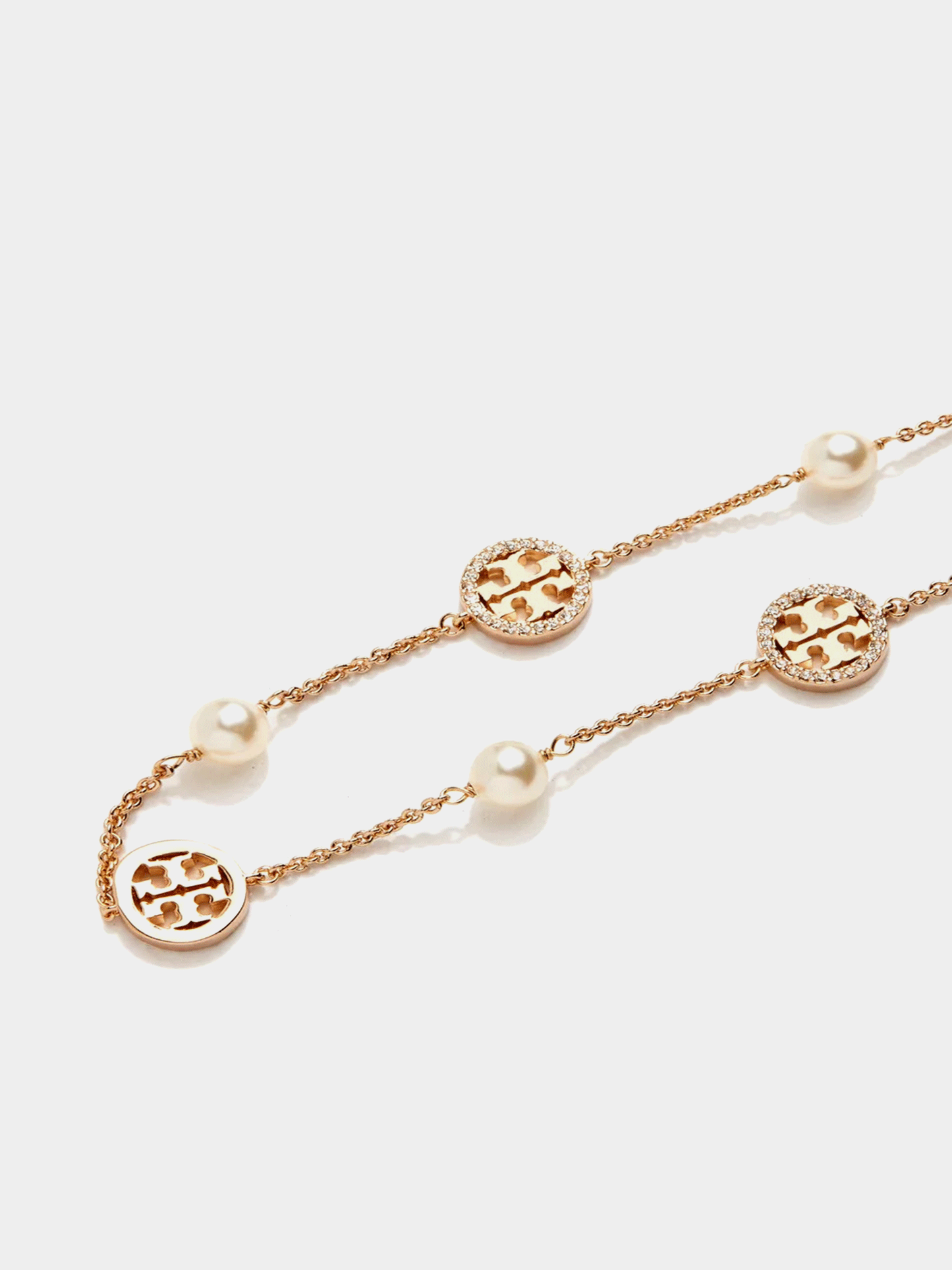 Tory Burch Women's Crystal Pearl Logo Necklace