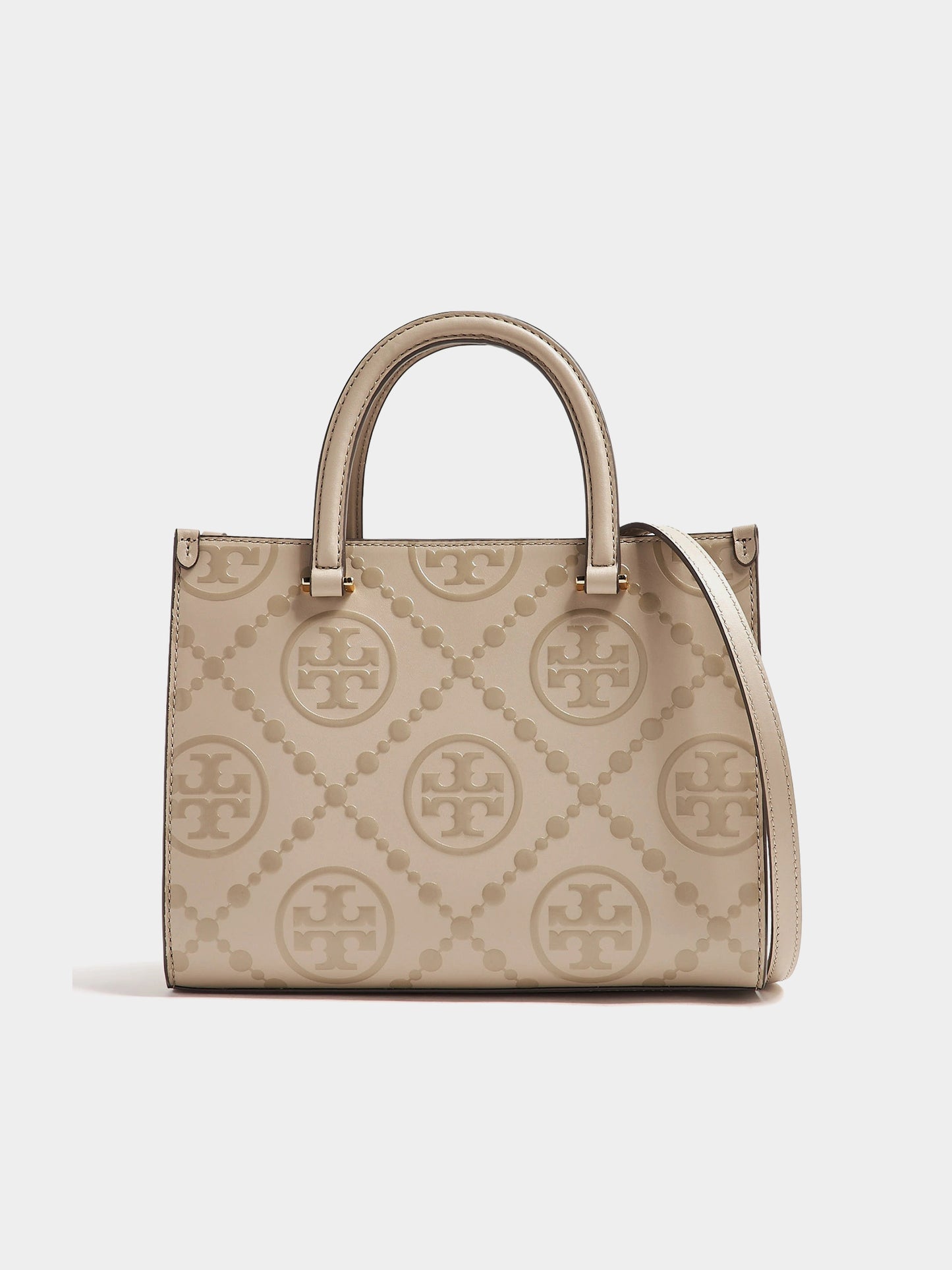 T Monogram Top-Handle Embossed Tote