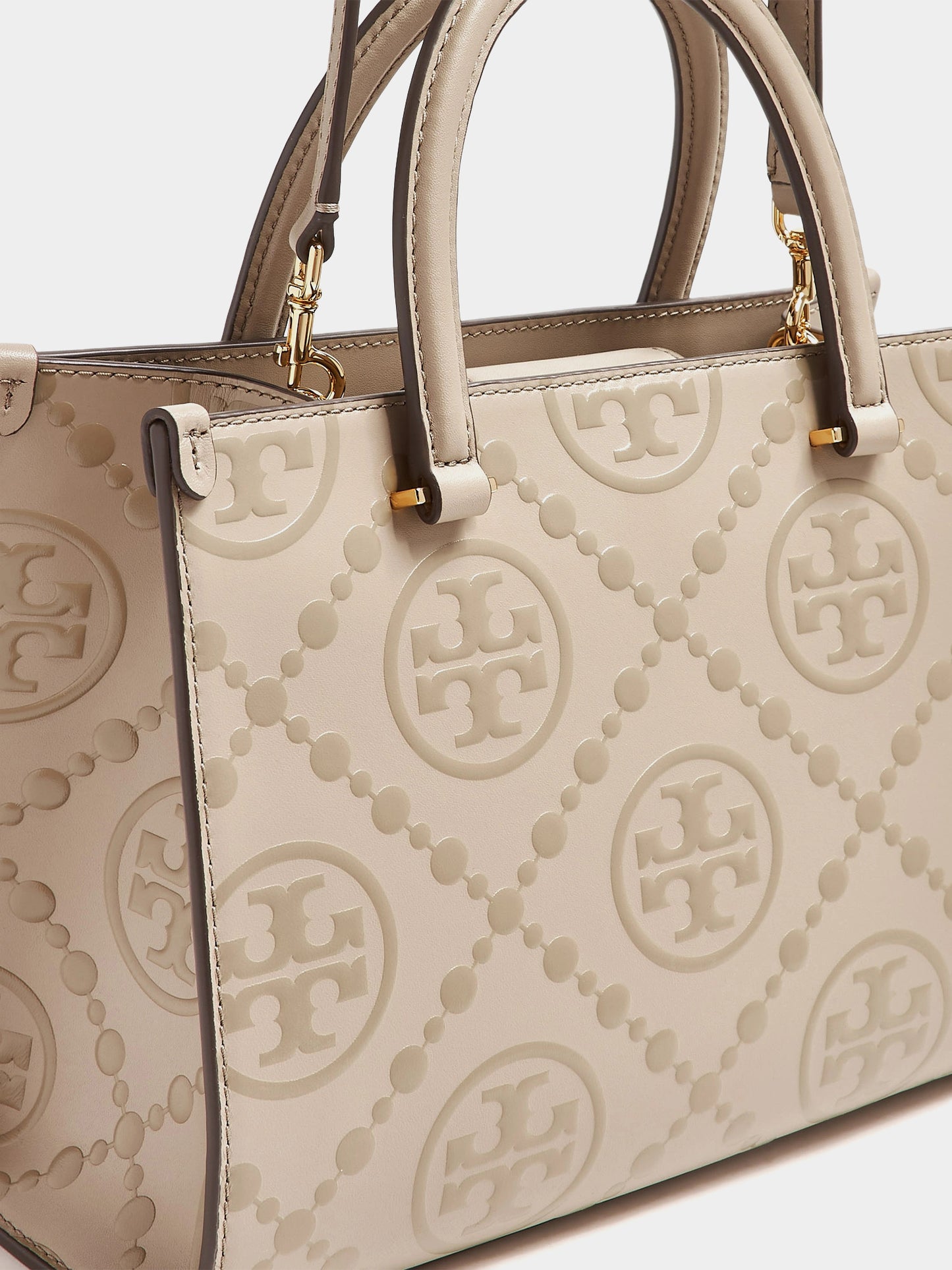 T Monogram Top-Handle Embossed Tote