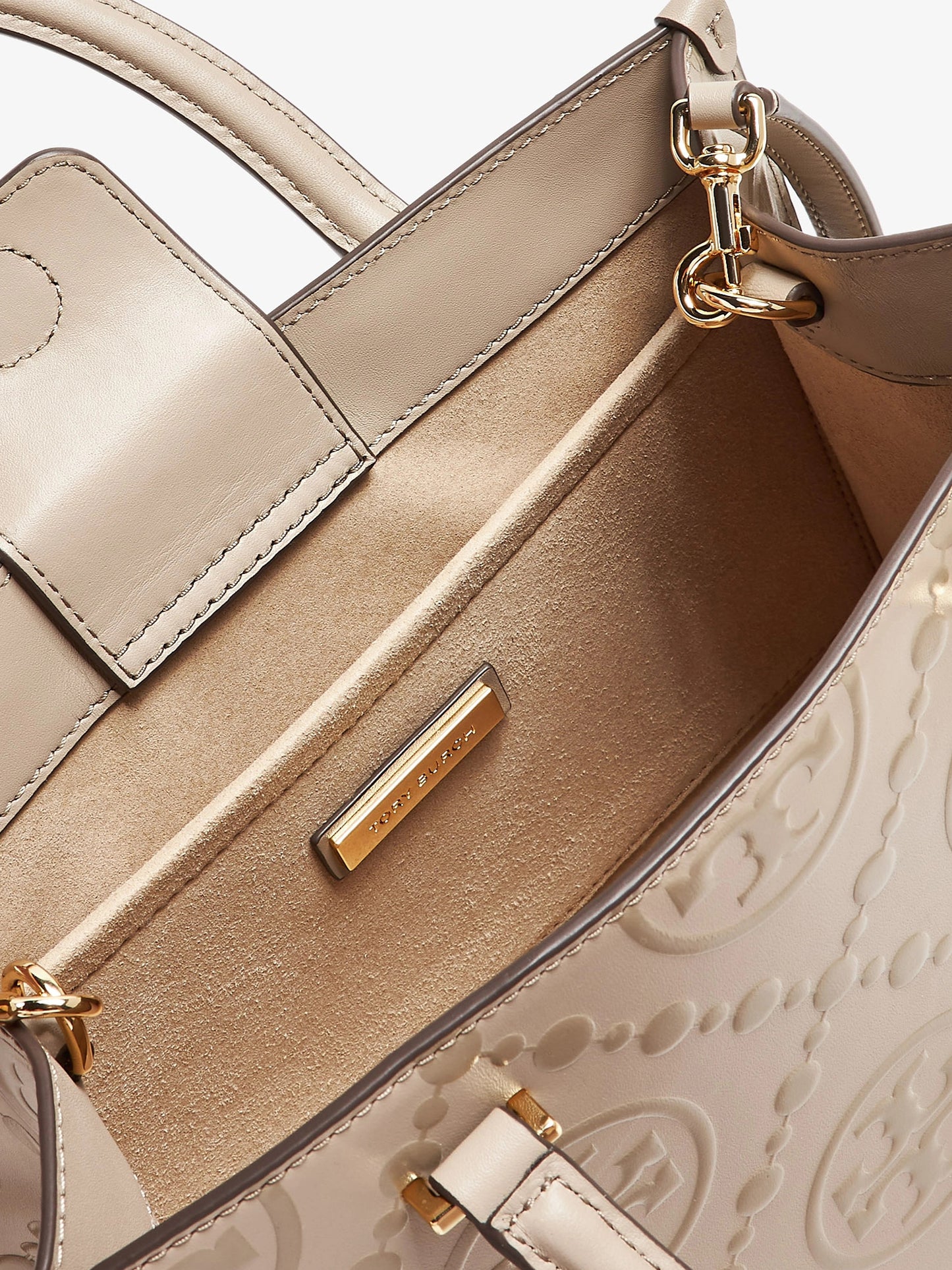 T Monogram Top-Handle Embossed Tote