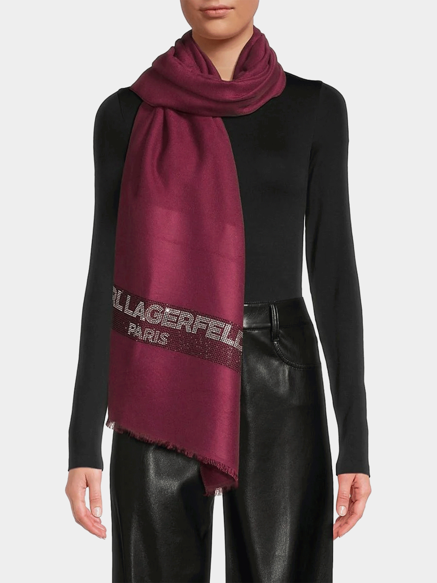 KARL LAGERFELD PARIS Embellished Logo Scarf