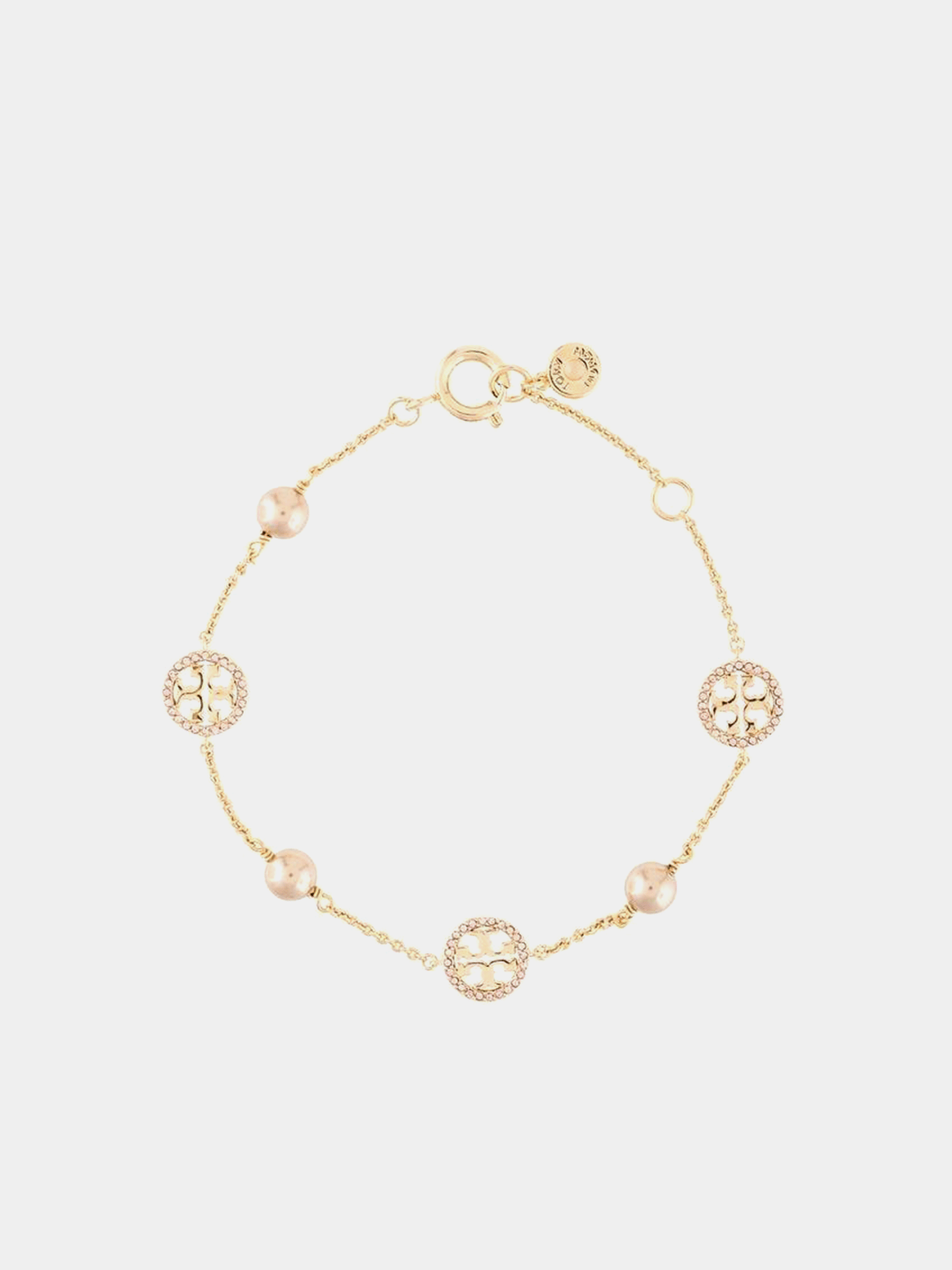 Tory Burch Women's Crystal Pearl Logo Bracelet