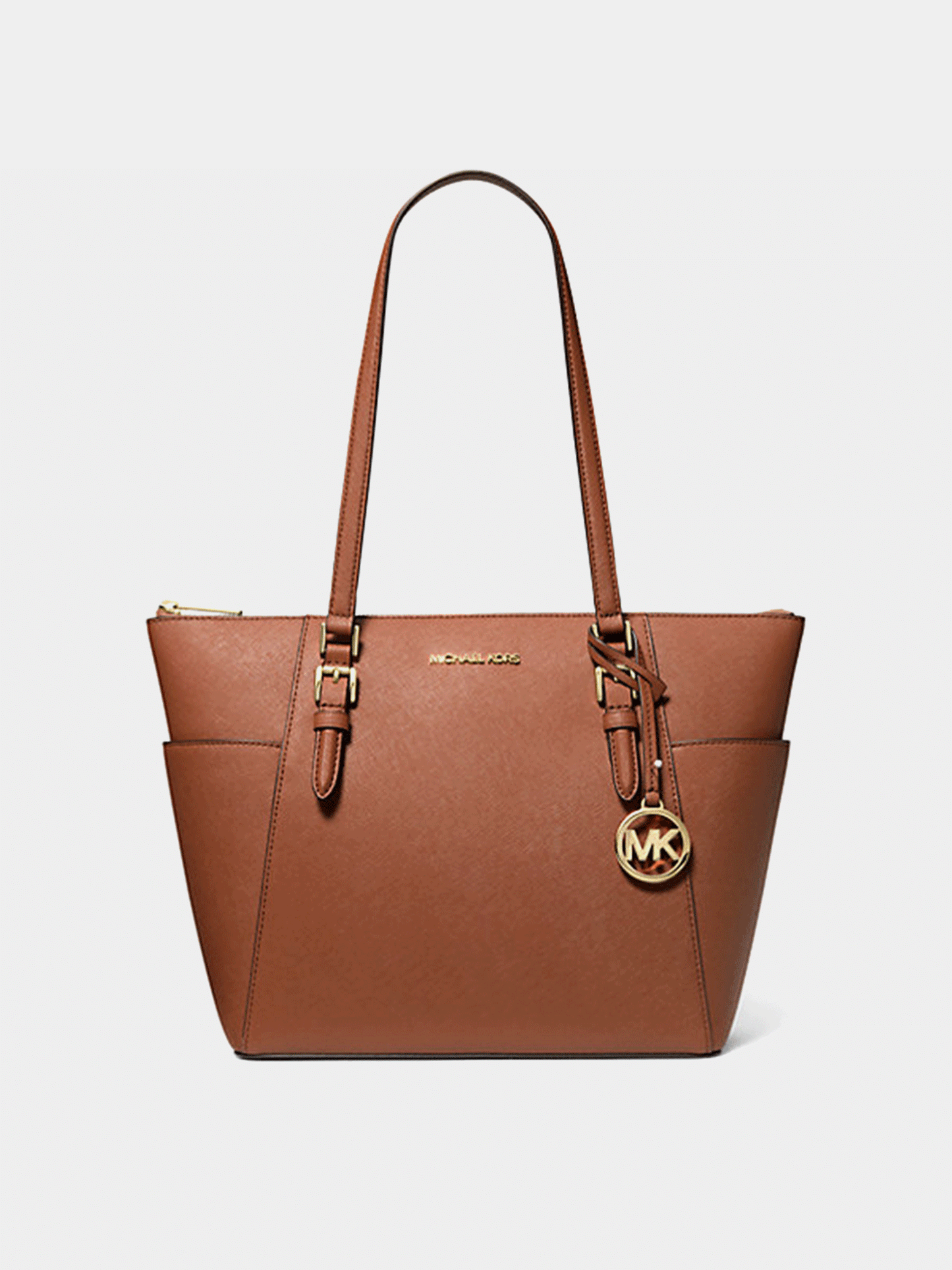 Michael Kors Charlotte Large Logo and Leather Top-Zip Tote Bag