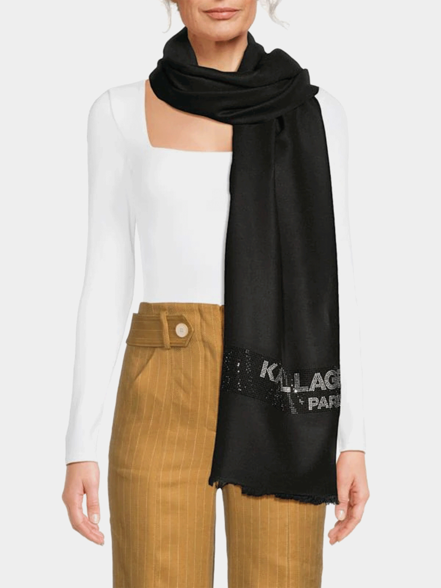 KARL LAGERFELD PARIS Embellished Logo Scarf