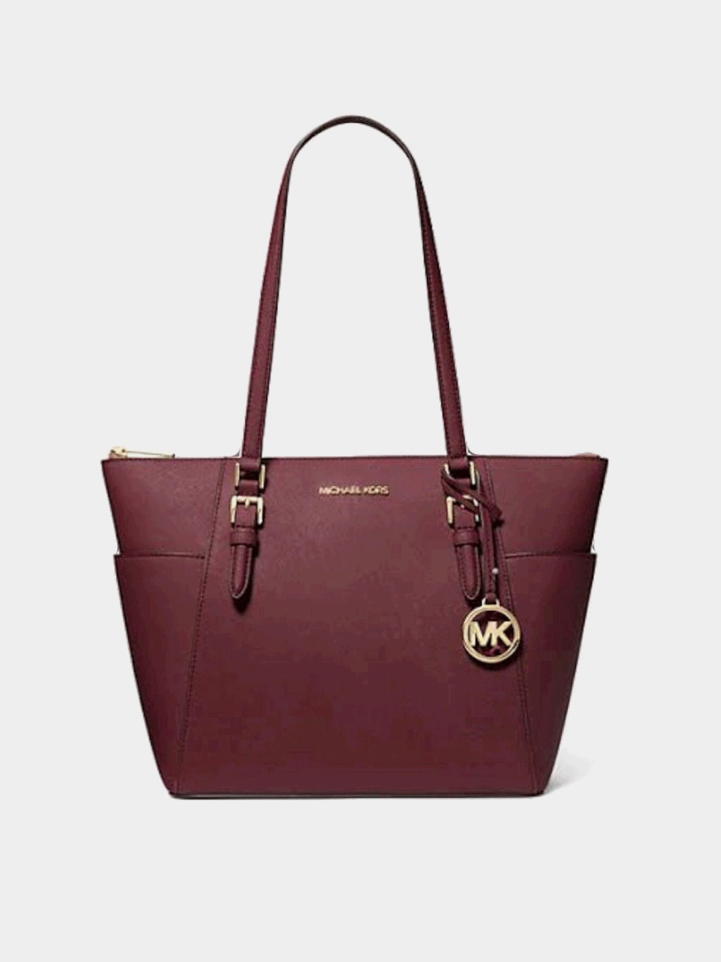 Michael Kors Charlotte Large Logo and Leather Top-Zip Tote Bag