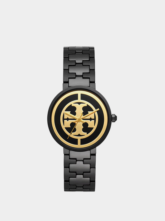 TORY BURCH REVA BLACK-TONE STAINLESS STEEL WATCH