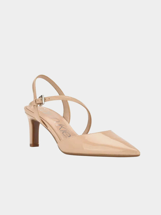 Calvin Klein Loden Womens Patent Pointed Toe Slingback Heels