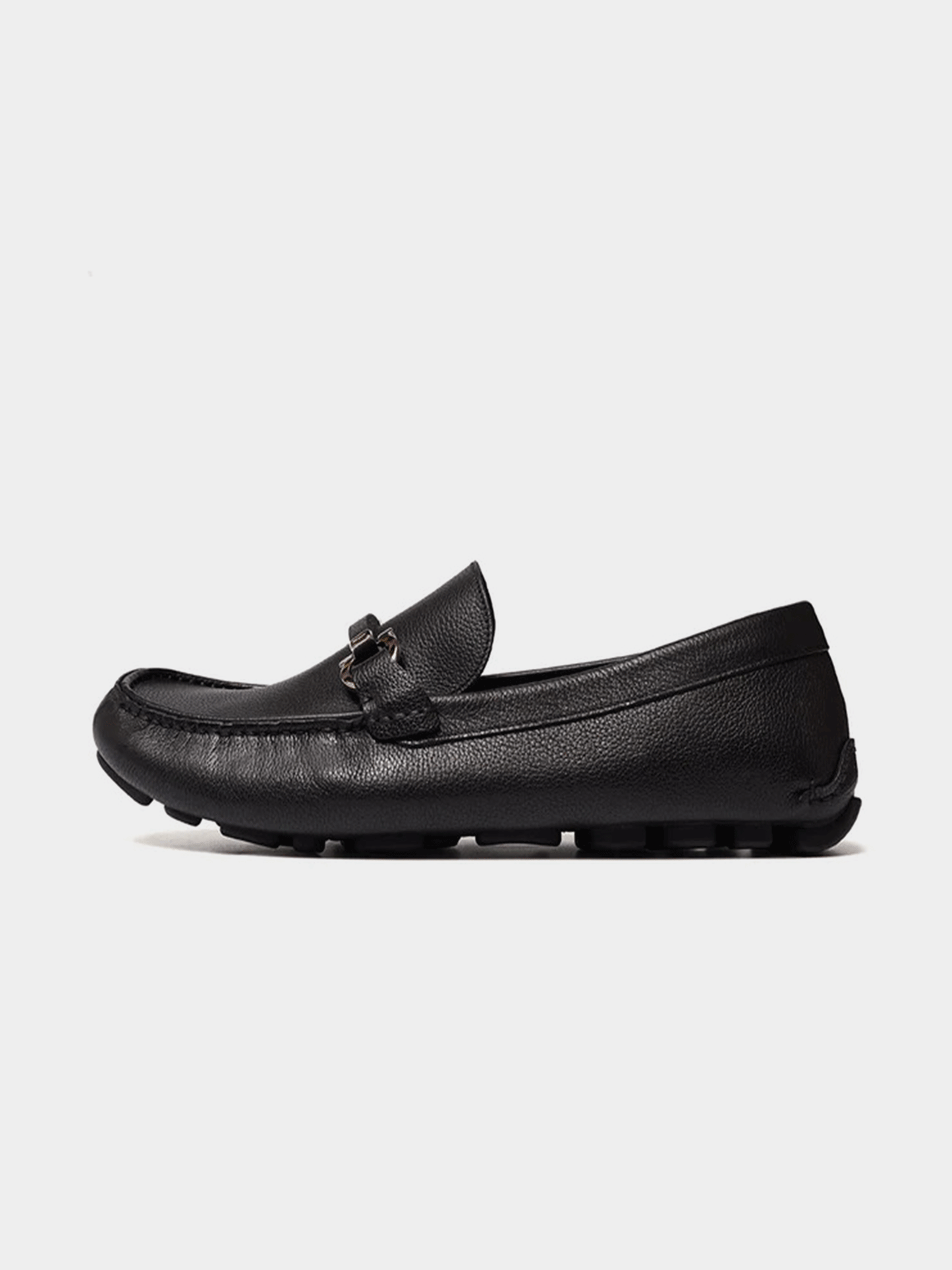 Salvatore Ferragamo Salamanca Nero Pebble Calf Loafers - Black