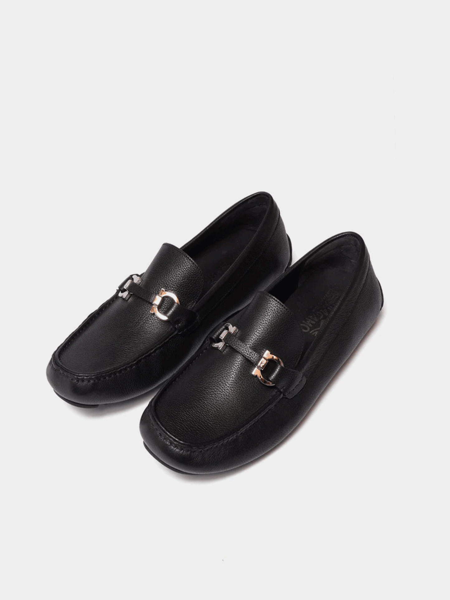 Salvatore Ferragamo Salamanca Nero Pebble Calf Loafers - Black
