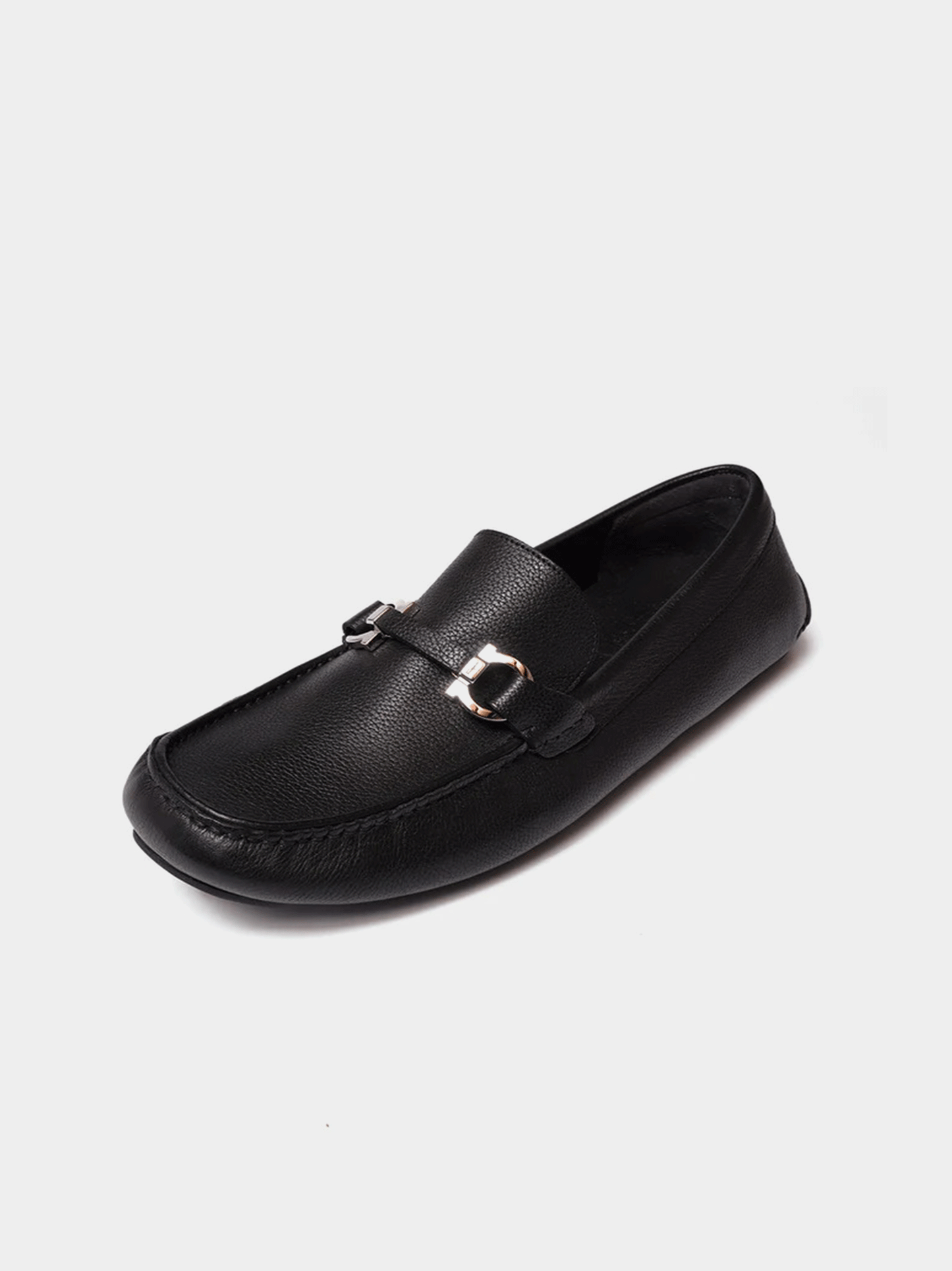 Salvatore Ferragamo Salamanca Nero Pebble Calf Loafers - Black