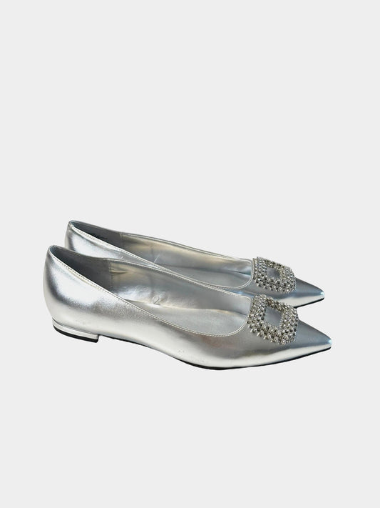 Nine West Jesike Pointy Toe Silver Flats