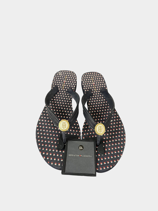 Tommy Hilfiger Logo Flip Flop Blue Thong Sandals