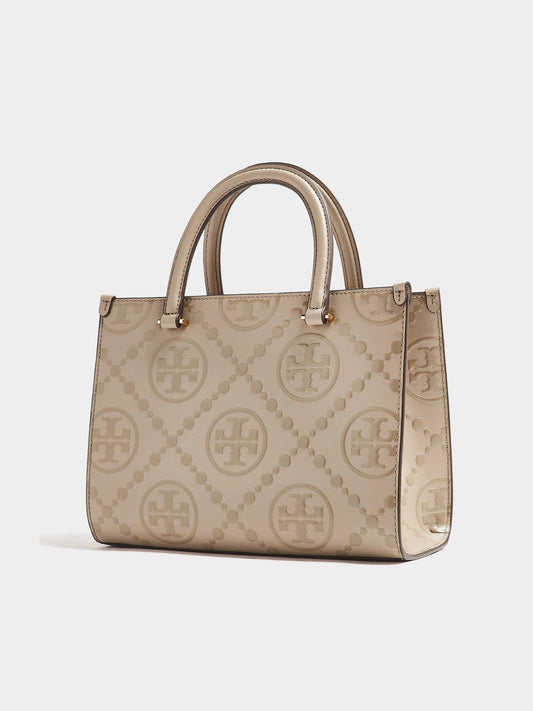 T Monogram Top-Handle Embossed Tote