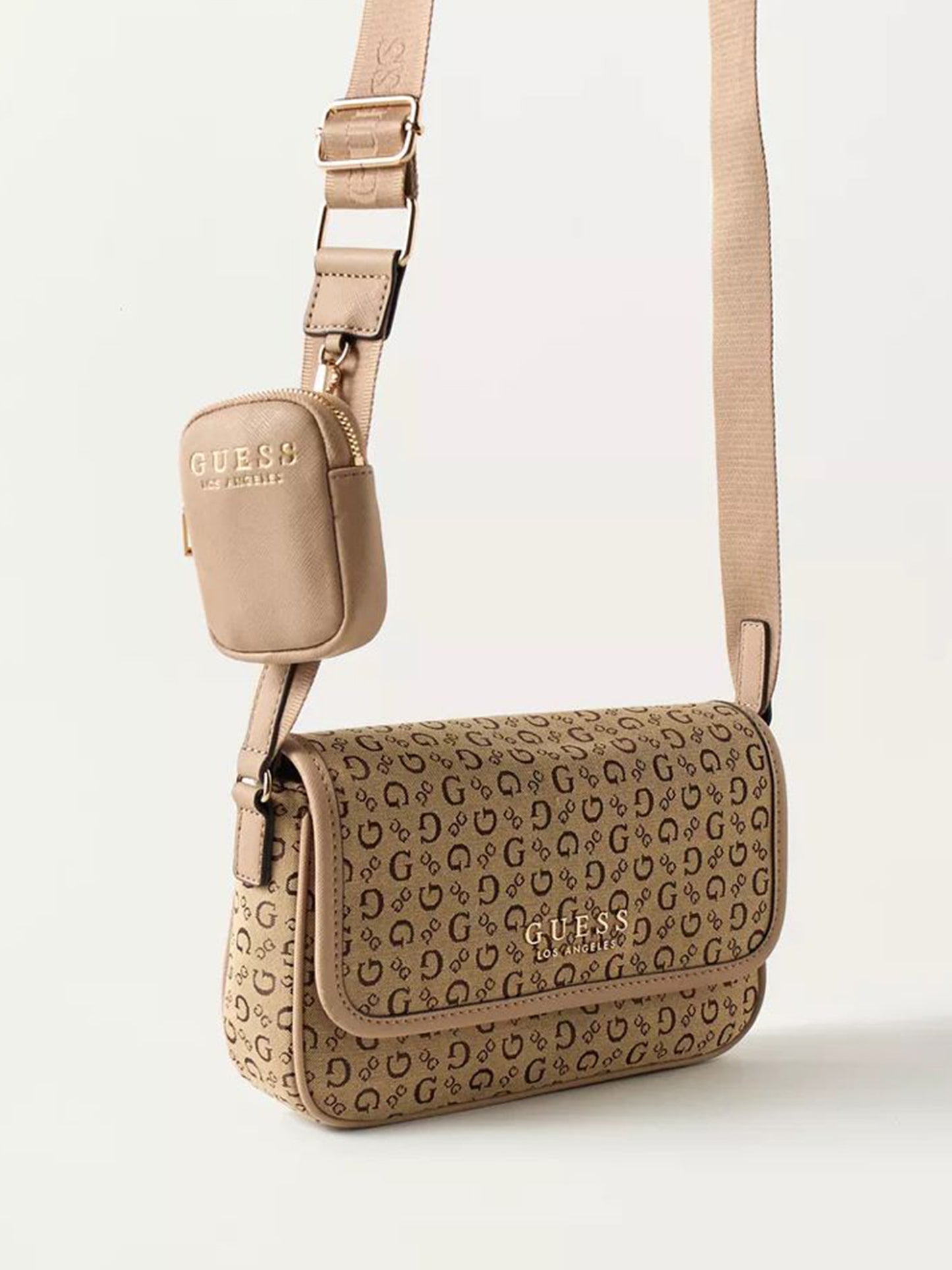 Guess Draven Mini Crossbody Bag with Flap Closure and Pouch