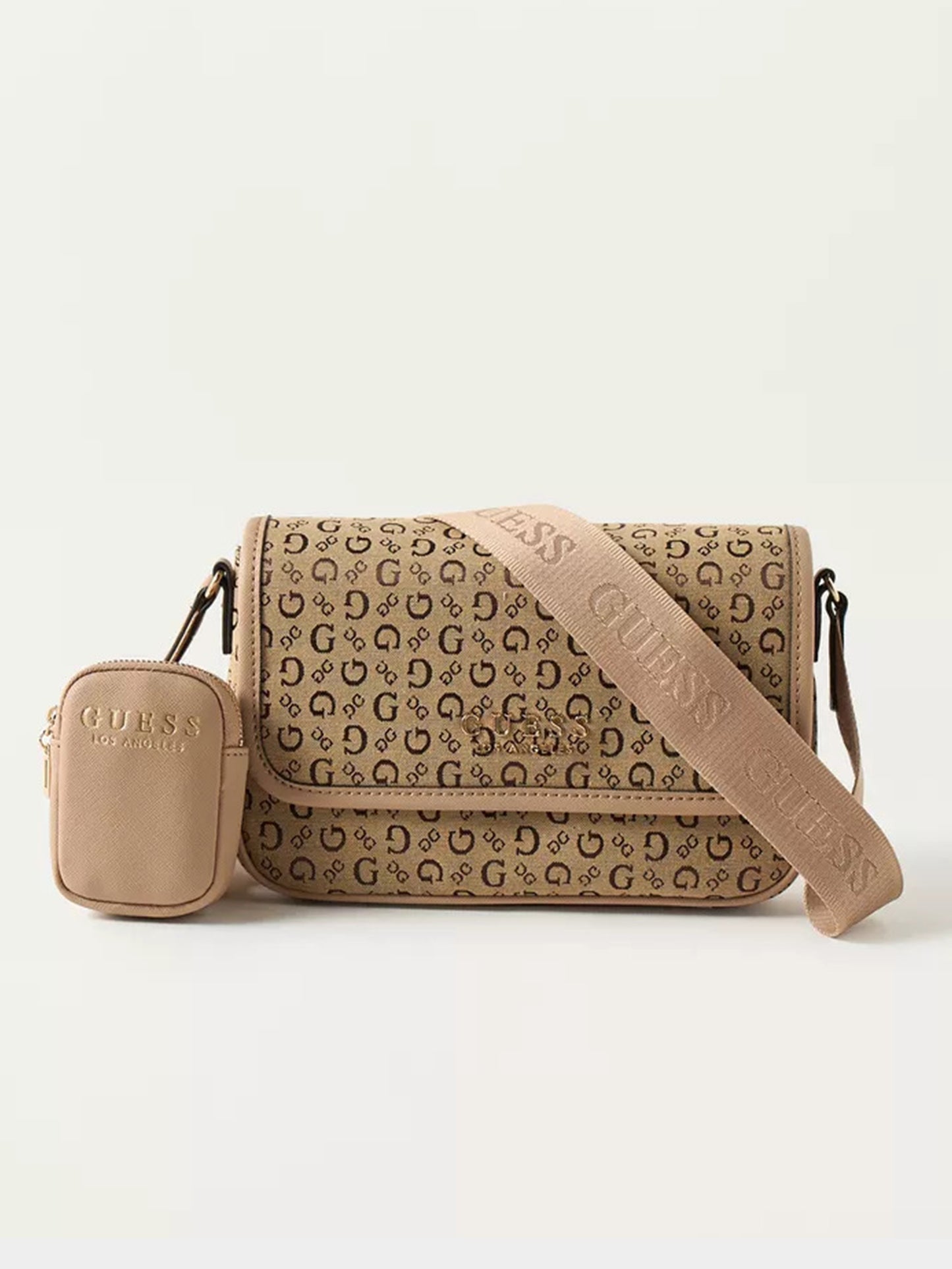 Guess Draven Mini Crossbody Bag with Flap Closure and Pouch